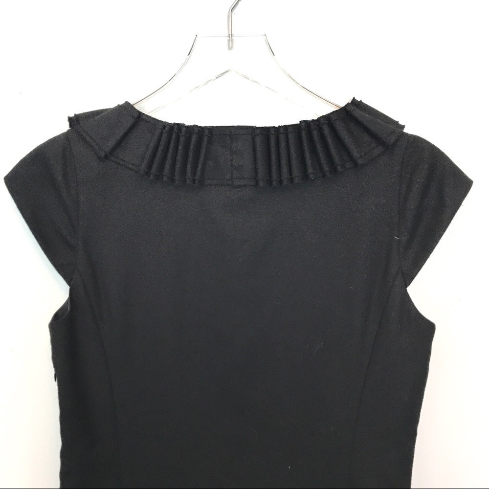 J Crew Black Ribbon Ravine Cap Sleeve Wool Dress S - Picture 6 of 12